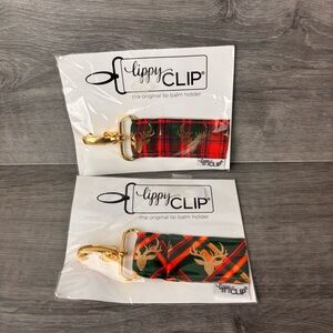 2pc Lippy Clip Chapstick Lip Balm Skin Care Holder Purse Stocking Stuffer Deer